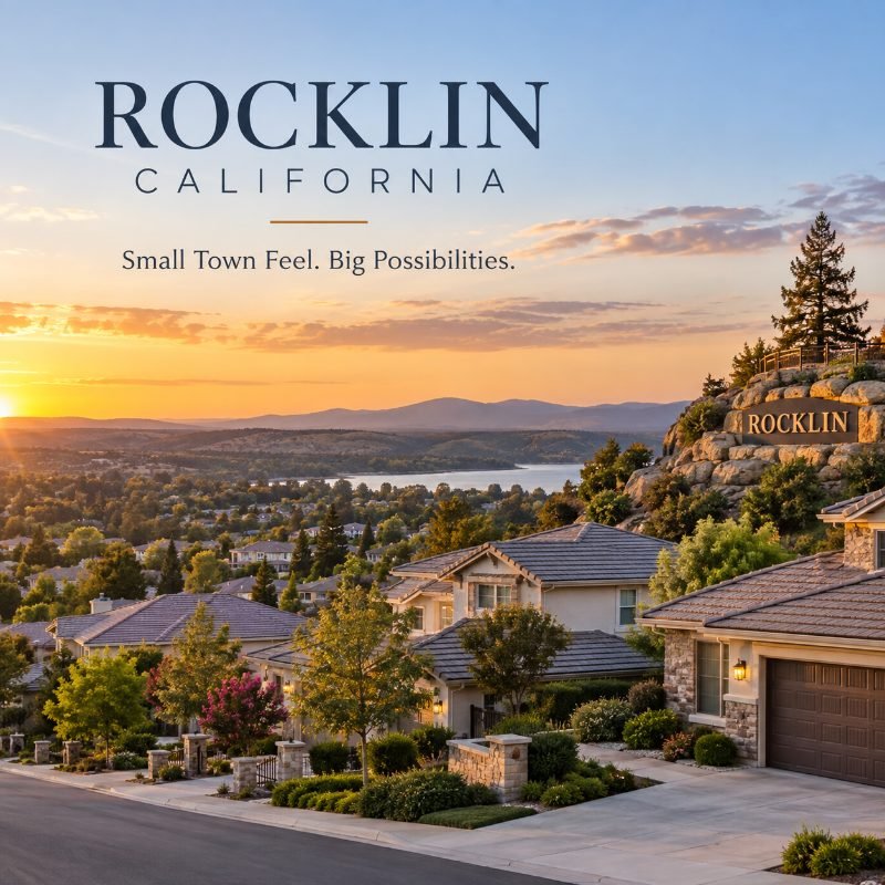 Homes in Rocklin, California at sunset