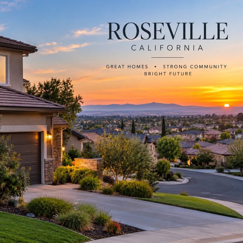 Home in Roseville, California at sunset