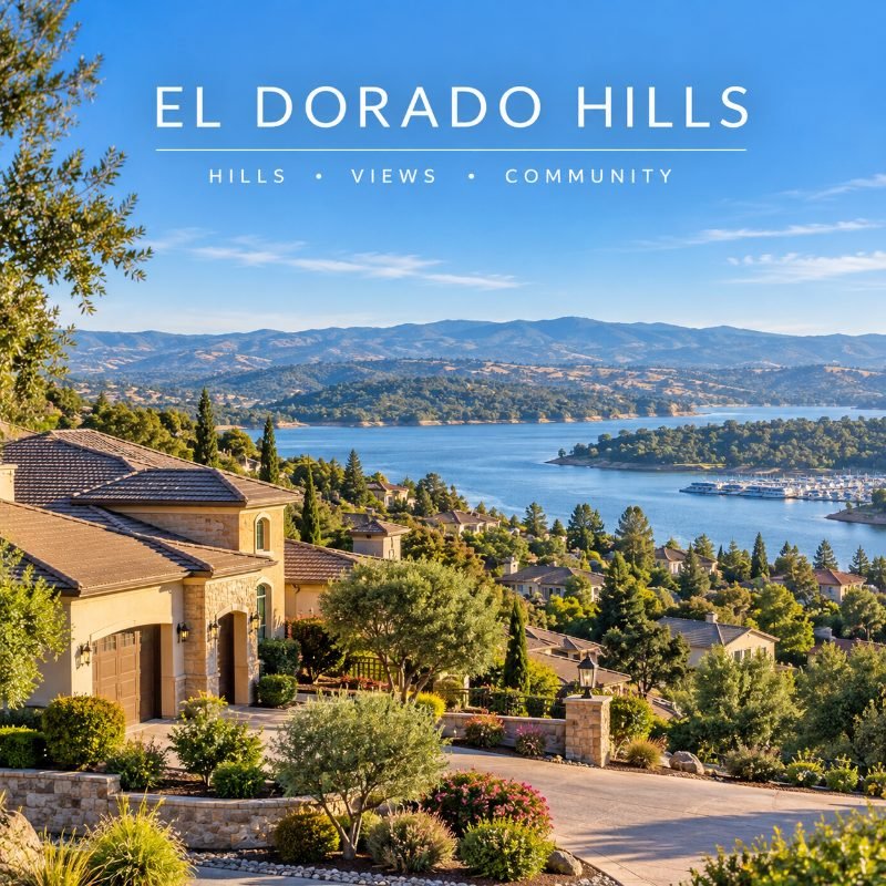Hillside homes with a lake view in El Dorado Hills