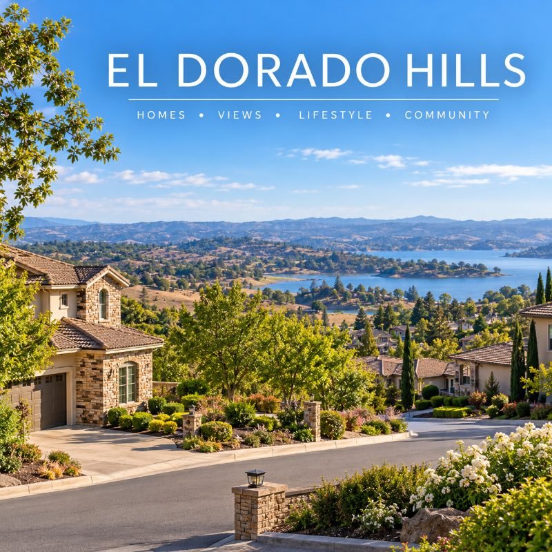 Hillside homes with a lake view in El Dorado Hills