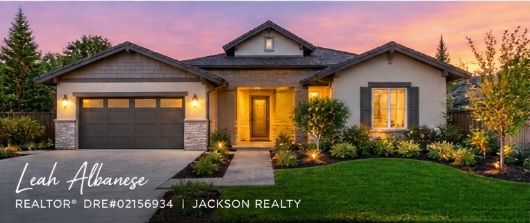 Single-story home at sunset, Leah Albanese, Realtor, Jackson Realty