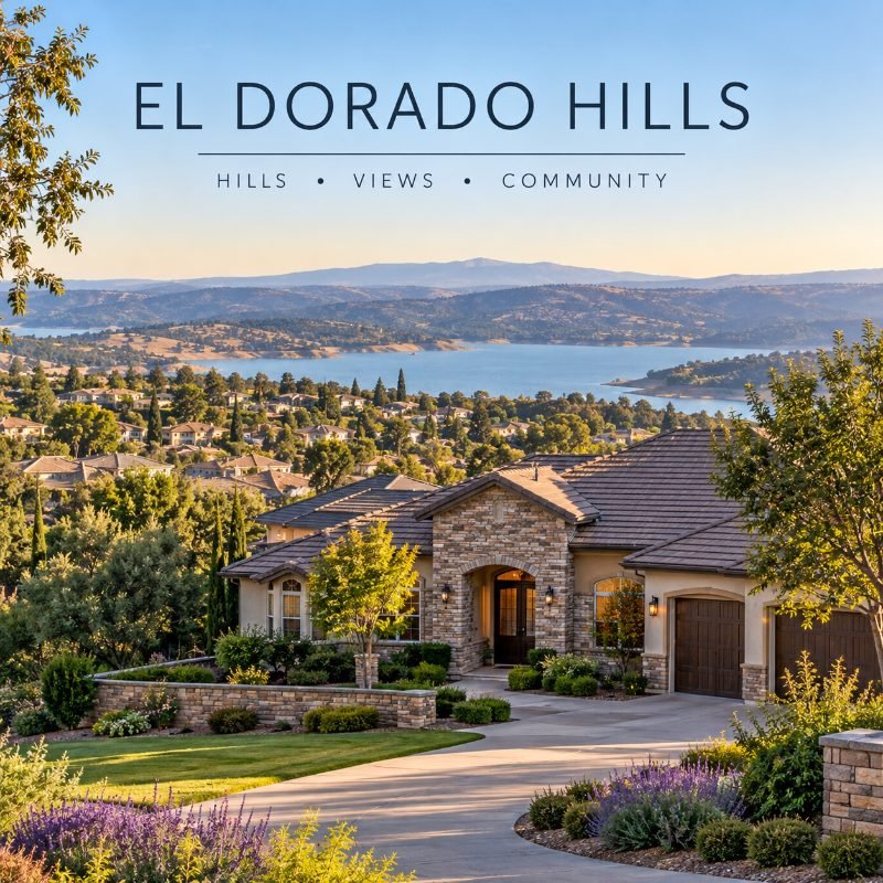 Hillside homes with a lake view in El Dorado Hills